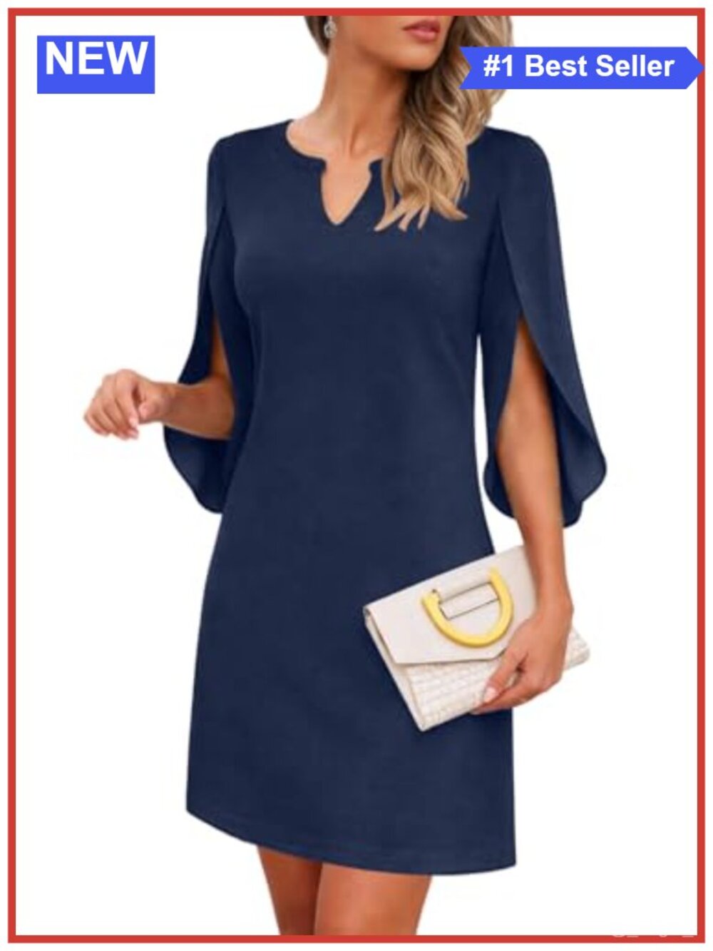 Chiffon 3/4 Sleeve V-Neck Cocktail Short Dress A-Line Formal
